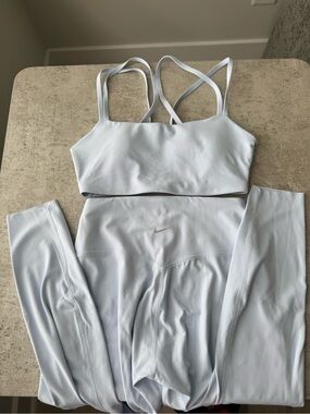 Nike Pale Blue Crossback Sports Bra and High-Waist Leggings